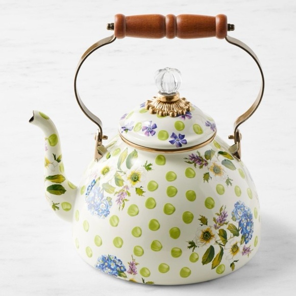 MacKenzie-Childs - Wildflowers Green 3 Quart Tea Kettle - NWT - NIB - Picture 3 of 6